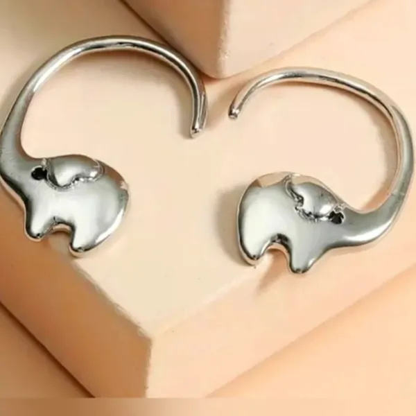 Elephant🐘Earrings trunk up= good luck!! Silver - Image 4