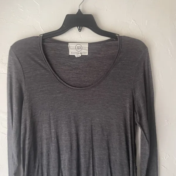 Anthropologie Sloane Rouge Large‎ Sheer Minimalist Grey Oversized Tunic Blouse - Image 3