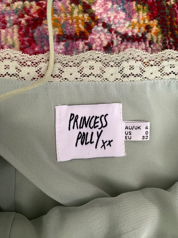 Princess Polly Sage Green Silk Dress - Image 5