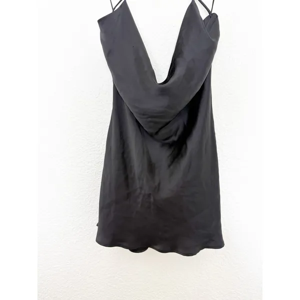 Zara Black Satin Cowl Neck Mini Dress Size Small Strappy Back 7901/338 Cocktail - Image 9