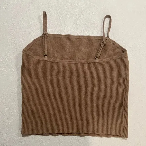Abercrombie & Fitch Ribbed Knit Camisole Tank Top Brown Minimalist Size Large - Image 2