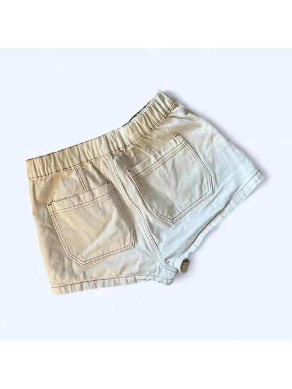 Y2K coastal cowgirl cream boho PacSun denim shorts size small - Image 3