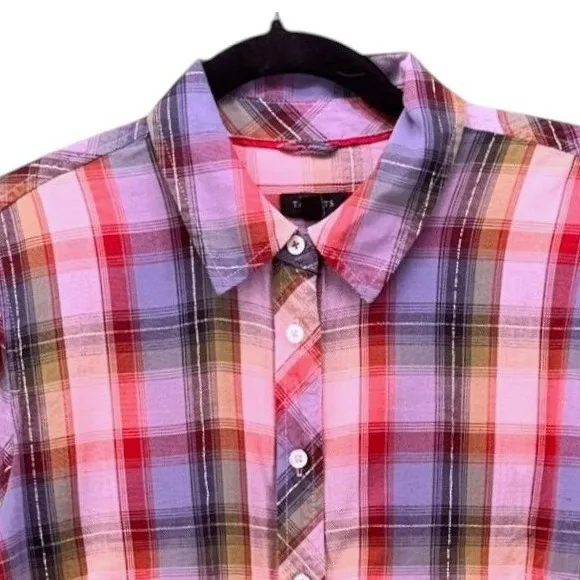 Talbots Button Up Shirt‎ Purple Plaid M - Image 3