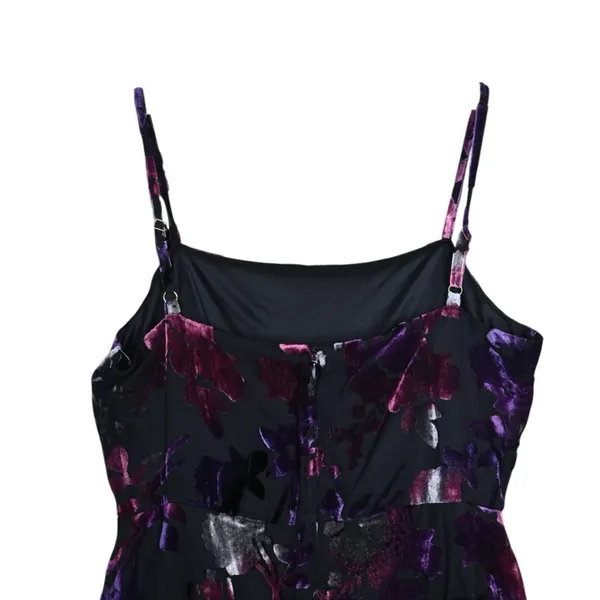 Taylor Womens 8 Black Floral Velvet Fully Lined Midi Dress NEW - Image 5