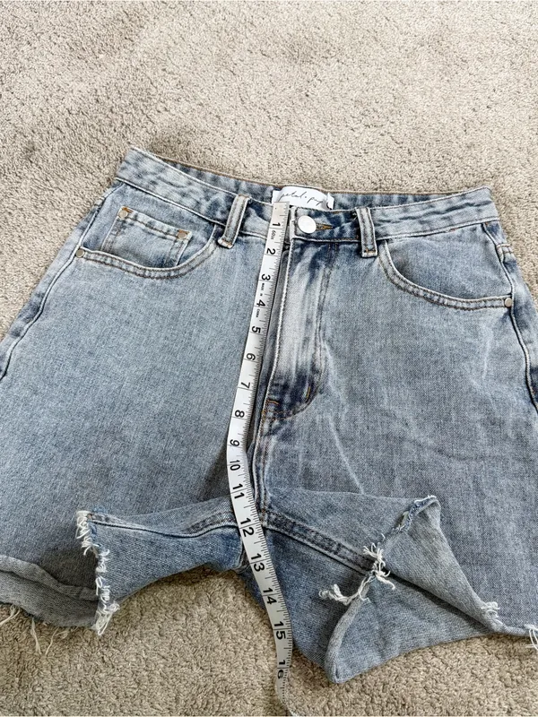 Petal & Pup Women’s High Rise Denim Shorts 4” Raw Hem in Medium Wash 4 - Image 9