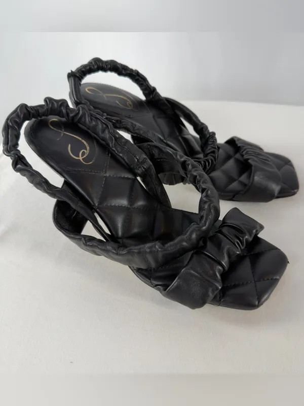 Revolve Sam Edelman Marlena Square Toe Quilted Sandal in Black Size 8.5 - Image 3