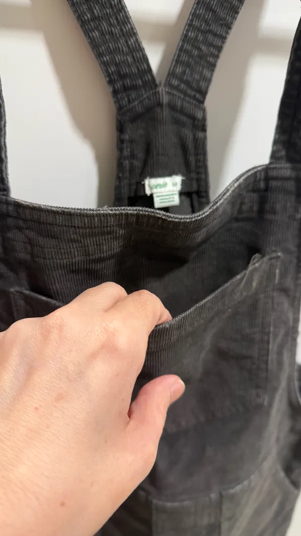 Aerie Black Corduroy Overalls - Relaxed Fit with Raw Hem - Small - Image 4