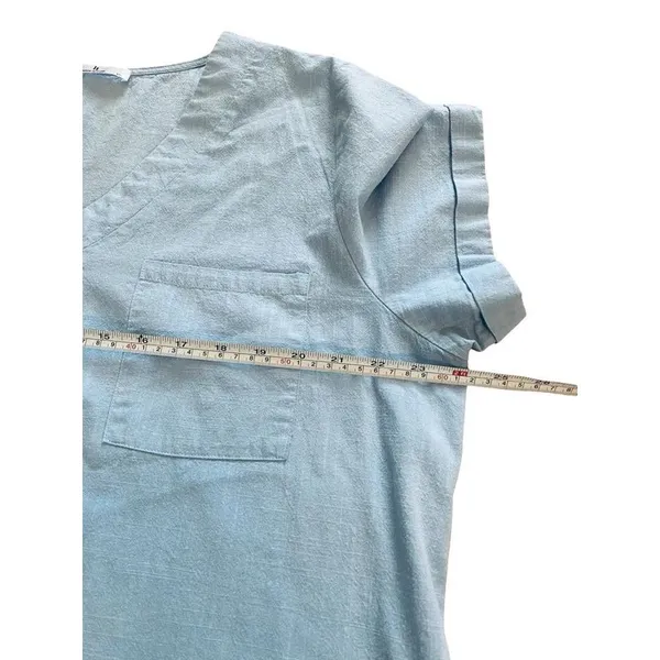 Light Blue Cotton Button Down Ruffled Hem Dress XXL - Image 6