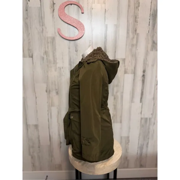 JYY Faux Fur Jacket Removable Raincoat Green Size S - Image 2