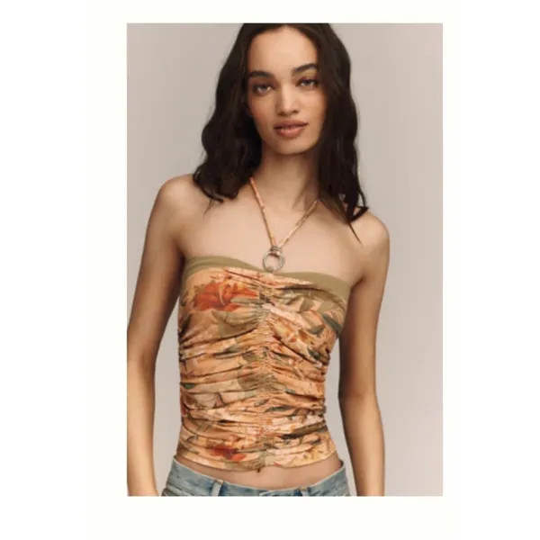 By Anthropologie ruched color block halter tank - Image 5