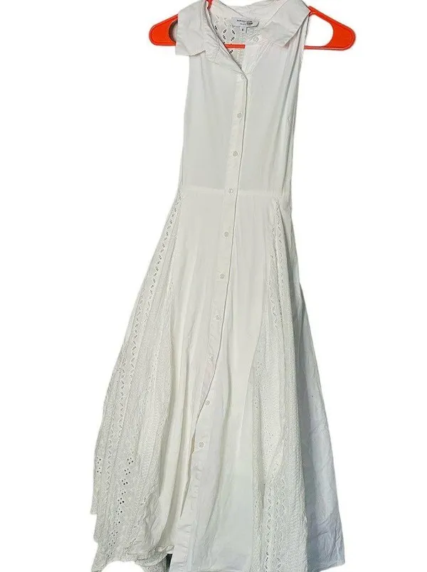 Marissa Webb White Cotton Poplin Sleeveless Button Front Collared Dress Size 6 - Image 4