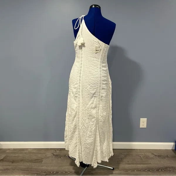 Free People Linen Blend One Shoulder Bella Cottagecore Maxi Dress NWT Size XS - Image 8
