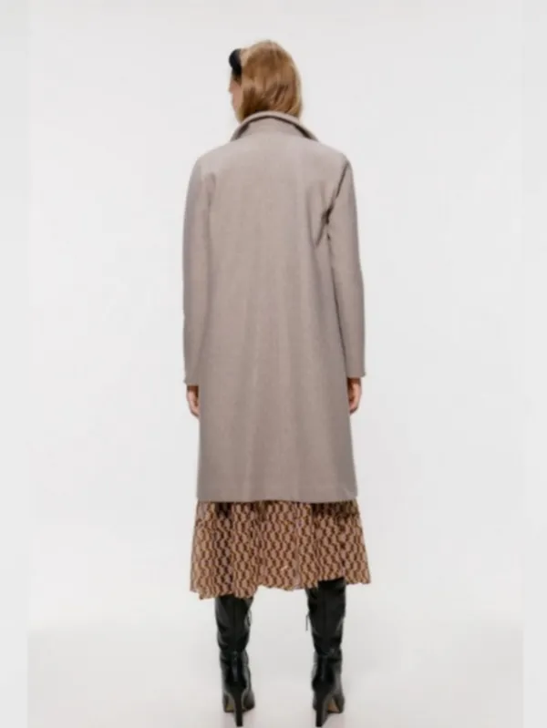 Zara Classic Grey Long Coat for Women Size L - Image 5