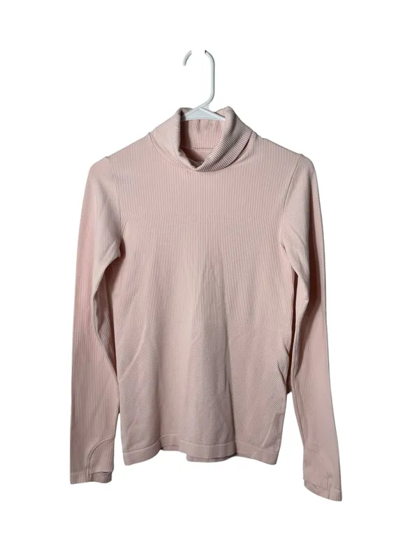 Athleta Flurry Endeavor Ribbed Turtleneck Top Thumbholes Pink Small - Image 6