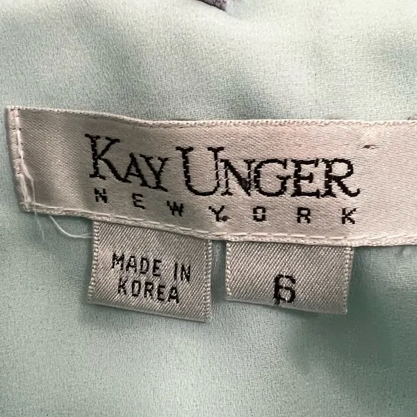 Kay Unger Blue Strapless Ruched Column Gown Side Slit Size 6 - Image 4