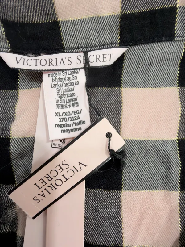 Victoria's Secret Black and pink Plaid Button-Down Pajama Set - Image 3