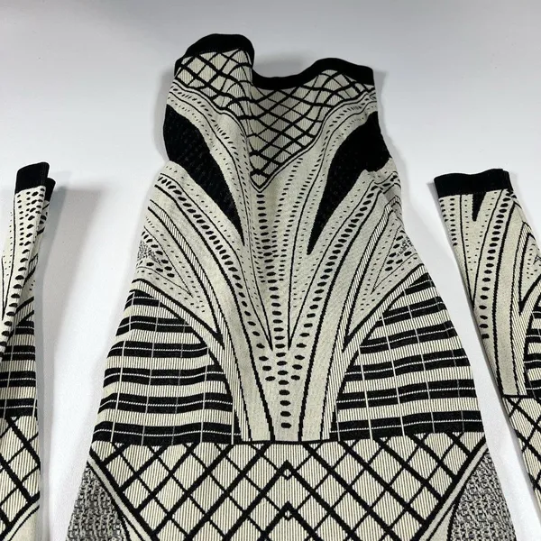 NWT Intimately Free People Mini Dress Size M/L Cream‎ Black Print Stretch Boho - Image 8