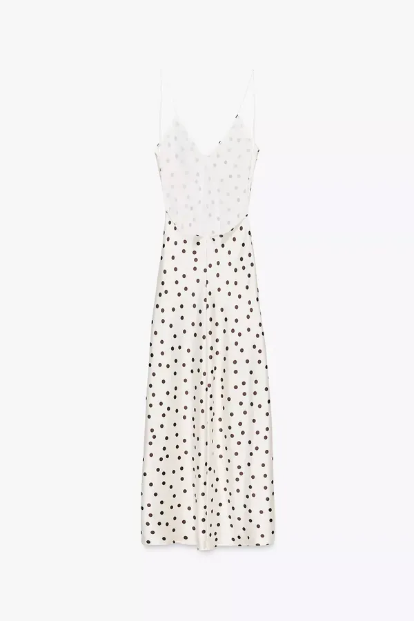 Zara Elegant Polka Dot satin effect Slip maxi Dress - Image 13