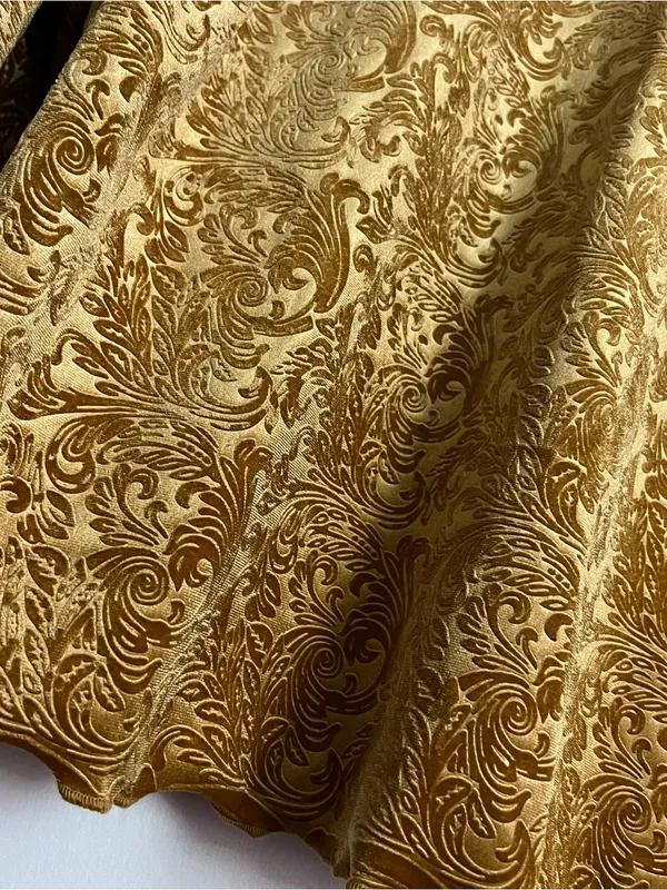 Womens Gold Patterned Velvet Long-Sleeve Skirt - Image 2