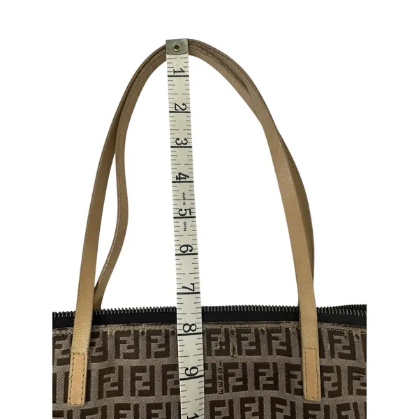 FENDI Zucca Tote‎ Bag Brown Beige Canvas Leather Read Pre-owned - Image 10