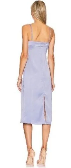 WeWoreWhat Cowl MIDI Sleeveless Satin Charmeuse Slate Blue Dress 0 - Image 2