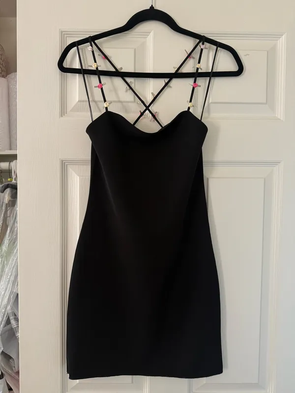 BNWT Zara Black Strechy Pink Floral Strap Dress - Image 7