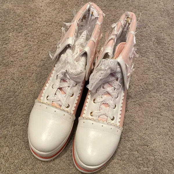 Women’s Platform Wedge Boots Pink & White Size EU 37 (6.5 US) NEW - Image 2