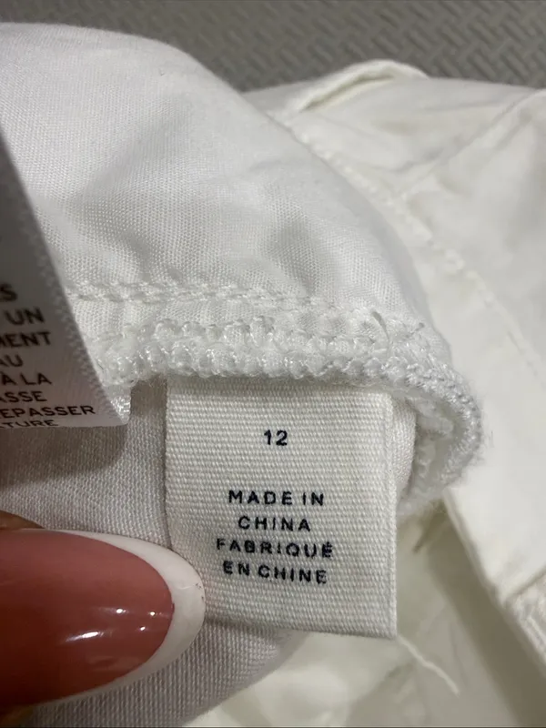 Caslon Cotton Chino Cropped Pants Pockets Straight White Stretch Women Size 12 - Image 10