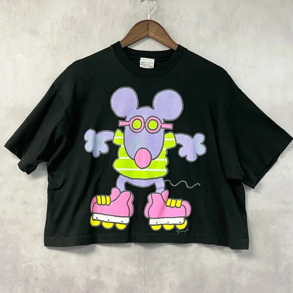 Free Style Vintage 1992 Graphic Tee OSFA Roller Skate Mouse Single Stitch Boxy - Image 9