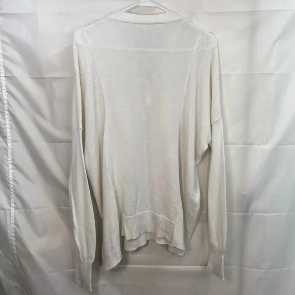 BCBGeneration women's white cream laced neck long sleeve knit sweater stretch‎ M - Image 6
