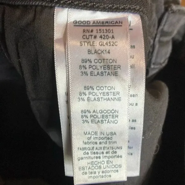 Good American Good Legs Mid Rise Black Skinny Jeans size 2/26 #784 - Image 11