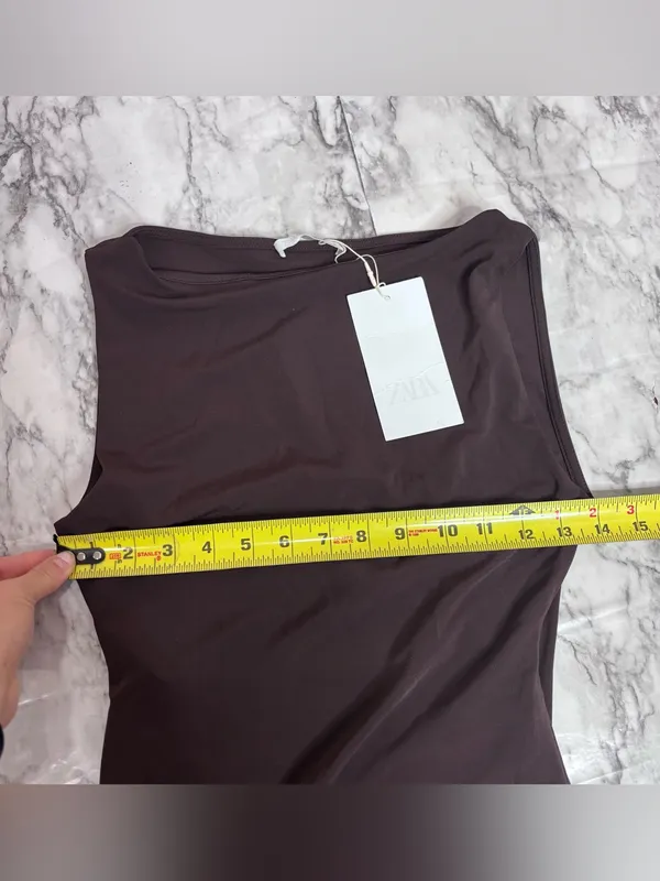 Zara asymmetrical Drop Waist Sleeveless Maxi Long Brown Dress NWT MEDIUM blogger - Image 9