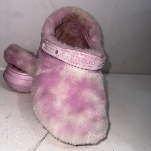 Crocs Classic Fur Sure Slip On Fuzzy Cozy Preppy Pink White Slipper Clogs Size 9 - Image 12