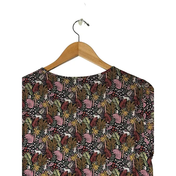 Loft Paradise Pintucked Side Tie Dress Women Medium Green Pink NWT Tropical Boho - Image 7