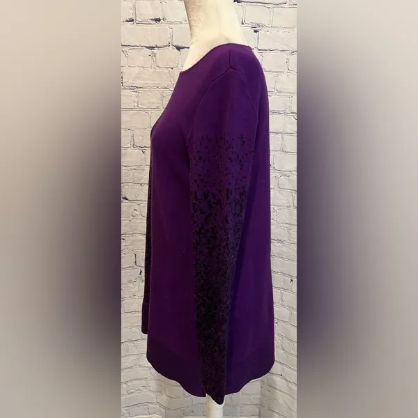 Grace Purple And Black Long Sleeve Rayon Polyester Blend Sweater Size Large - Image 3