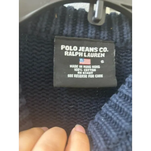 VTG Polo Jeans Co Ralph Lauren Sweater Womens SMALL Flag Knit Fits Small - Image 6