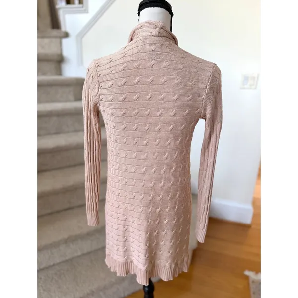 Ralph Lauren Black Label Silk Tan Cableknit Water Fall Cardigan - Image 3