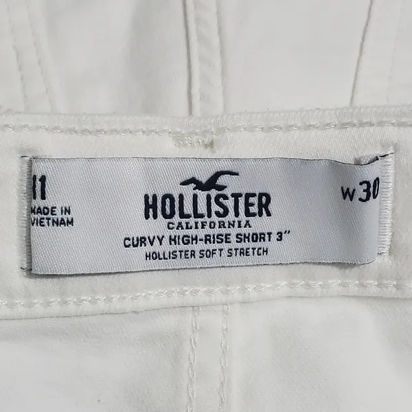Hollister Curvy High Rise soft stretch white‎ denim shorts Size 30 - Image 5