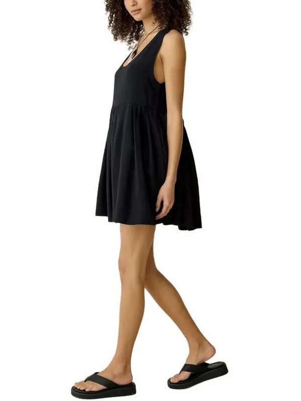 Urban Outfitters Popover Pleated Babydoll Mini Dress Black XS - Image 2