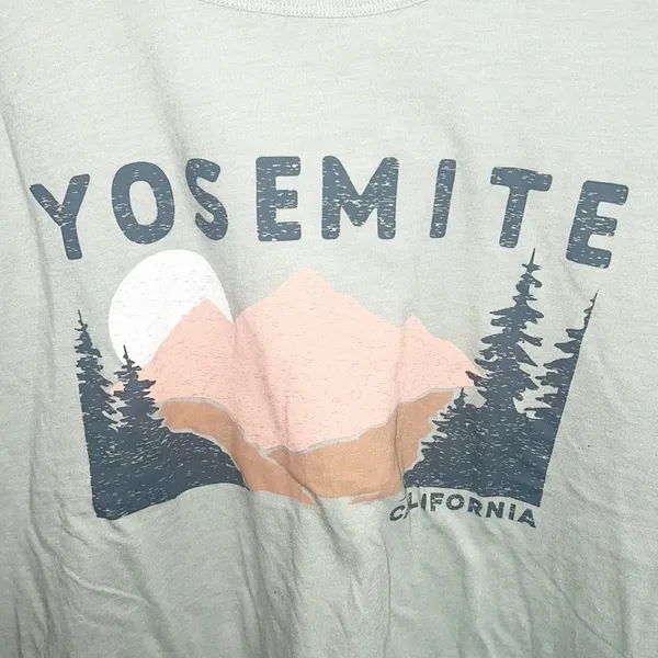 Zoe + Liv Sage Green Yosemite Graphic Mountain Tree Short Sleeve Women’s T-Shirt - Image 4