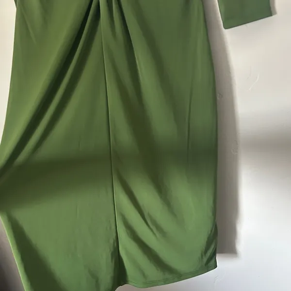 Lark & Ro Olive Green V-Neck Twist Midi Dress Sz Small - Image 3