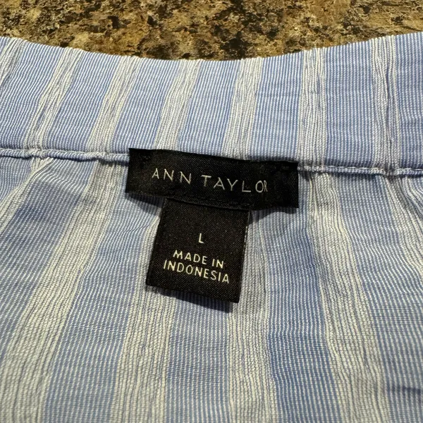 Ann Taylor Womens Top Off Shoulder Boxy Lightweight Stripe Blue Size Large FY - Image 3