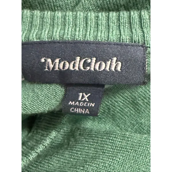 ModCloth Sweater ModCloth Cardigan Knit Sweater Women 1x Green Cardigan Sweater - Image 3