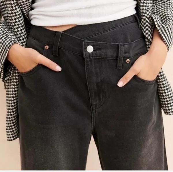Pistola Black Crossover Denim Wide Leg Jeans - Image 2
