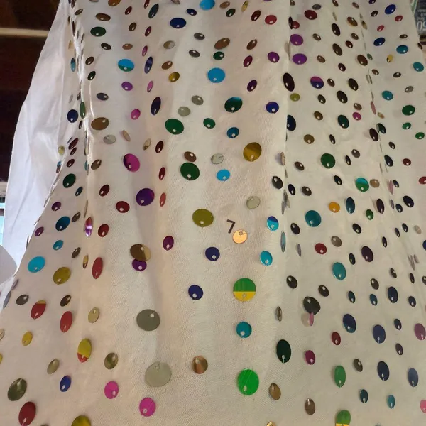 New York & Co Soho NWOT White Tee with Colorful Sequins - Image 4