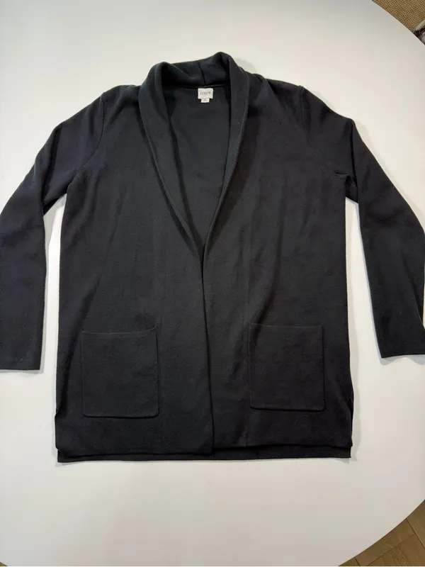 J. Crew 100% Cotton Black Open-Front Knit Cardigan - Image 2