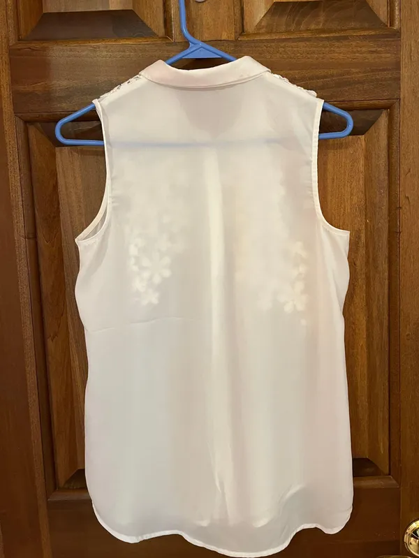 Sheer White Floral Blouse Tank - Image 3
