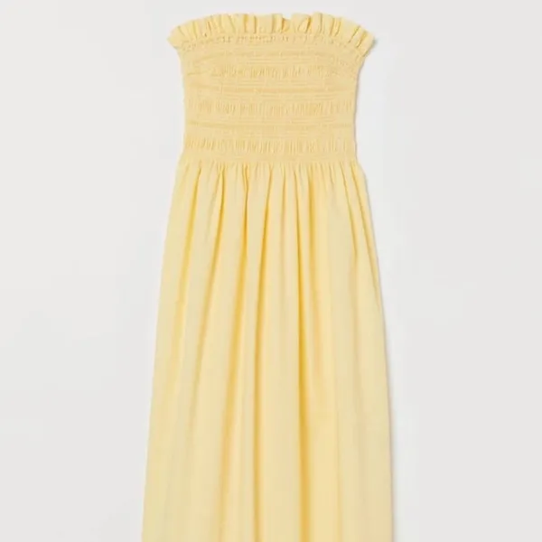 H&M Yellow Smocked Bodice Midi Dress - Image 2