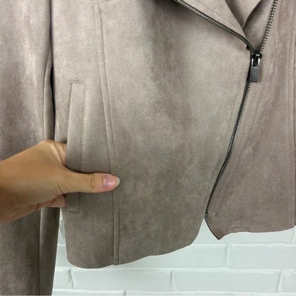 Carmen Carmen Marc Valvo Faux Suede Leather Moto Jacket Size S - Image 7
