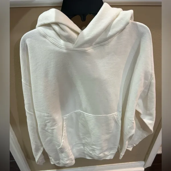 TKEES Cream Hoodie Front Pocket Size 1 - Image 2